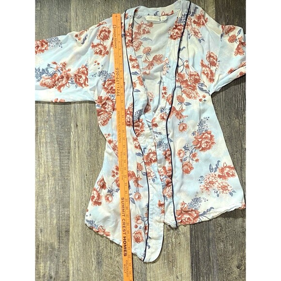 Nordstrom Lingerie Floral Short Kimono Robe Tie Front Women's Size Medium - Picture 7 of 8